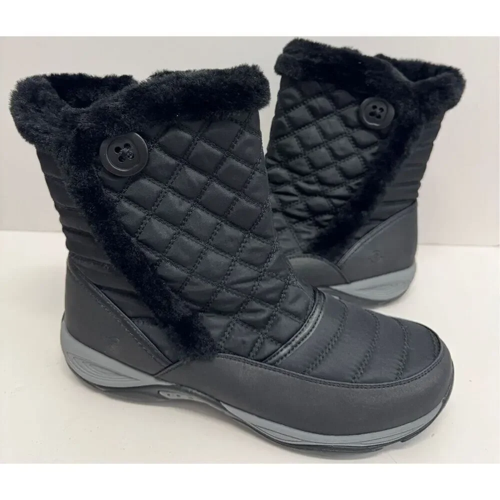 Easy Spirit Winter Boots Size 9.5 Black Removable Footbed Water Repellent‎ NEW
